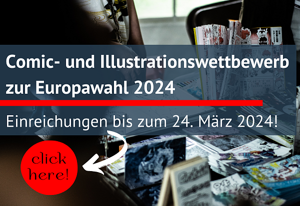 Visual für den Illustrations- und Comicwettbewerb zur Europawahl 2024